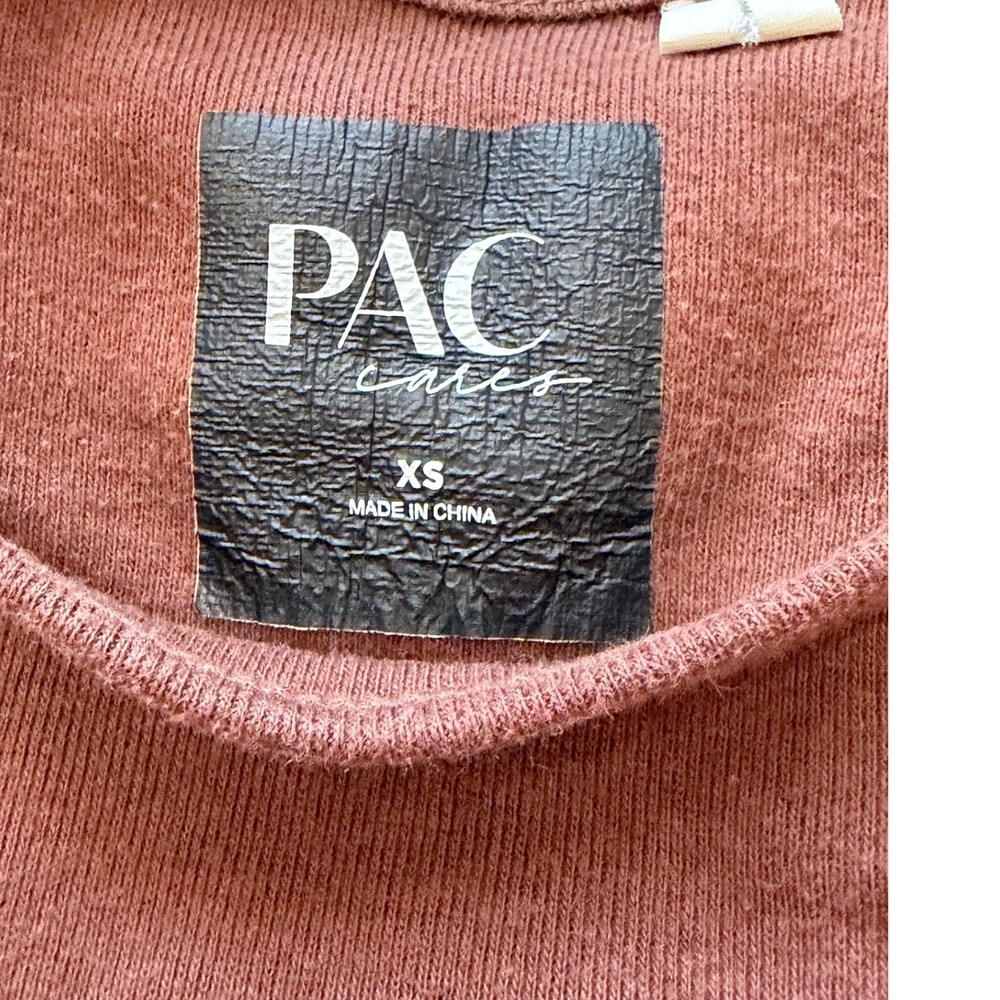 PacSun Pac Cares Brown Ribbed Long Sleeve Crop Top Lettuce Hem XS - Picture 5 of 6